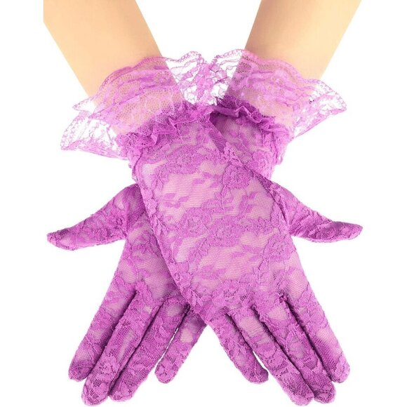 Accessories - Women's Short Lace Courtesy Elegant Gloves Purple Wedding Dinner Opera Parties